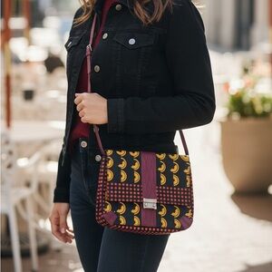 RARE! SCHULER & SONS ANTHROPOLOGIE MOD VINTAGE CANVAS CROSSBODY PURSE